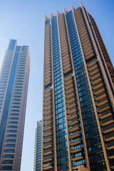 Dubai, UAE - 02.04.2021 Shot of a skyscrapers in Dubai downtown