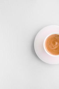 Drinks menu, italian espresso recipe and organic shop concept - Cup of hot french coffee as breakfast drink, flatlay cups on white background