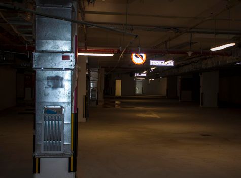 Underground parking in under construction building
