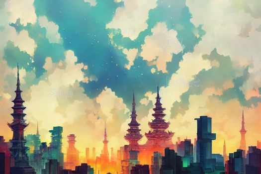 Bandar Seri Begawan. High quality 2d illustration