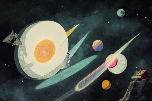 Astronomers. High quality 2d illustration