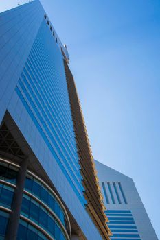 Dubai, UAE - 02.04.2021 Shot of a very well known landmark in Dabai, Emirates towers