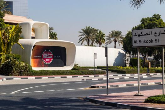 Dubai, UAE - 02.04.2021 Shot of a first 3d printed building