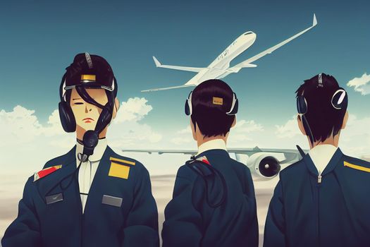 Airline Pilot. High quality 2d illustration