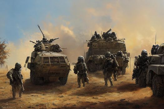 Armored Assault Vehicle. High quality 2d illustration