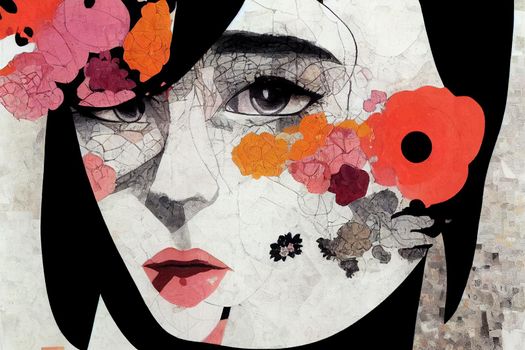 portrait of young woman. High quality 2d illustration