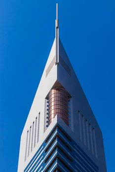 Dubai, UAE - 02.04.2021 Shot of a very well known landmark in Dabai, Emirates towers