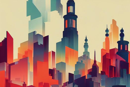 2d stylised painting like illustration of Dhaka abstract city high quality abstract 2d ilustration.