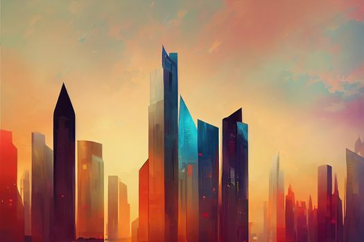 2d stylised painting like illustration of Harare abstract city high quality abstract 2d ilustration.