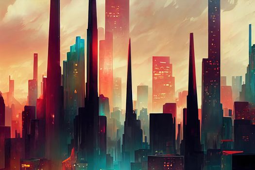 2d stylised painting like illustration of Dublin abstract city high quality abstract 2d ilustration.