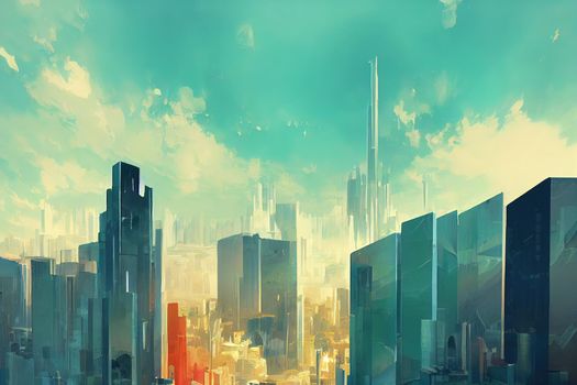 2d stylised painting like illustration of Chisinau abstract city high quality abstract 2d ilustration.