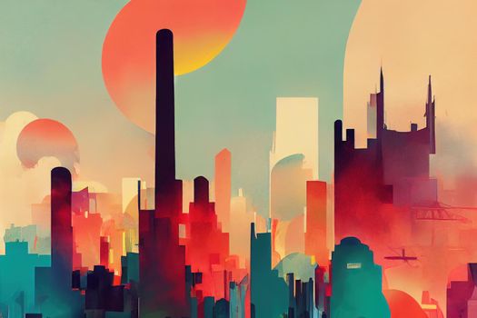 2d stylised painting like illustration of Helsinki abstract city high quality abstract 2d ilustration.