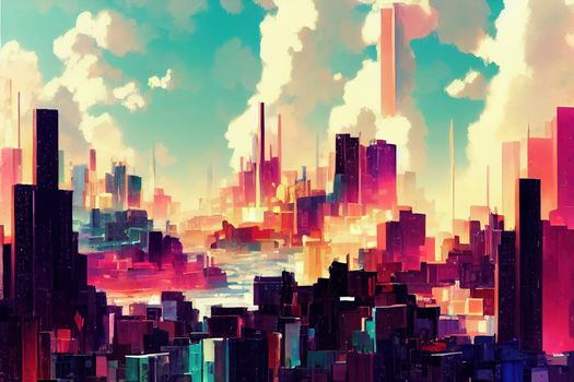 2d stylised painting like illustration of Colombo abstract city high quality abstract 2d ilustration.