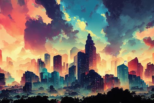 2d stylised painting like illustration of Djibouti abstract city high quality abstract 2d ilustration.