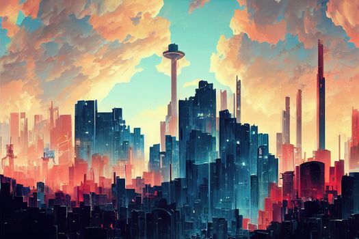 2d stylised painting like illustration of Copenhagen abstract city high quality abstract 2d ilustration.