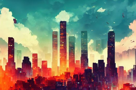 2d stylised painting like illustration of Dakar abstract city high quality abstract 2d ilustration.