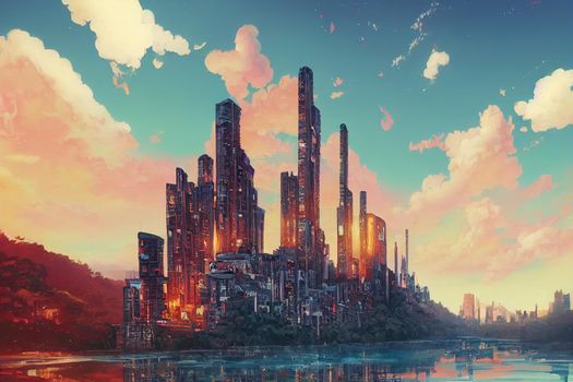 2d stylised painting like illustration of Dushanbe abstract city high quality abstract 2d ilustration.