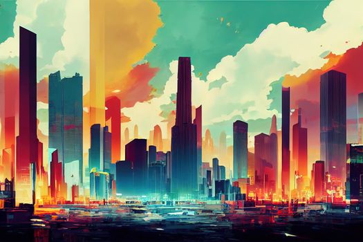 2d stylised painting like illustration of Gaborone abstract city high quality abstract 2d ilustration.