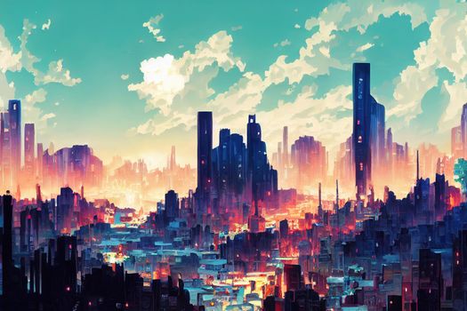 2d stylised painting like illustration of Chisinau abstract city high quality abstract 2d ilustration.