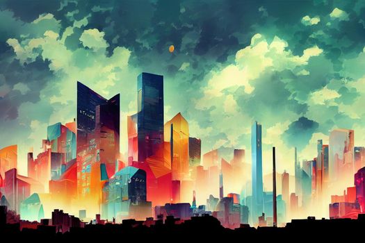 2d stylised painting like illustration of Dodoma abstract city high quality abstract 2d ilustration.