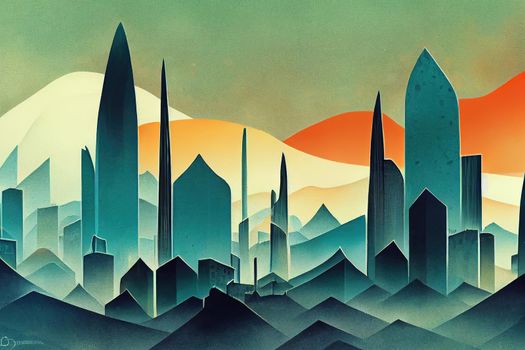 2d stylised painting like illustration of Honiara abstract city high quality abstract 2d ilustration.