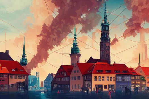 2d stylised painting like illustration of Gibraltar abstract city high quality abstract 2d ilustration.
