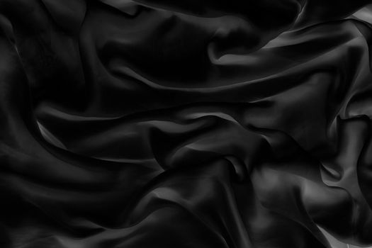 Fashion brand, elegant fabric and luxe beauty concept - Luxury black soft silk flatlay background texture, holiday glamour abstract backdrop