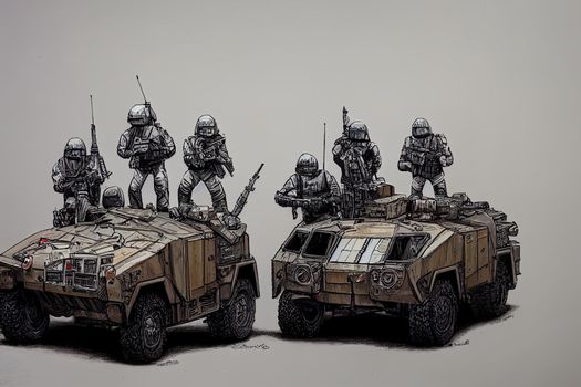 Armored Assault Vehicle. High quality 2d illustration