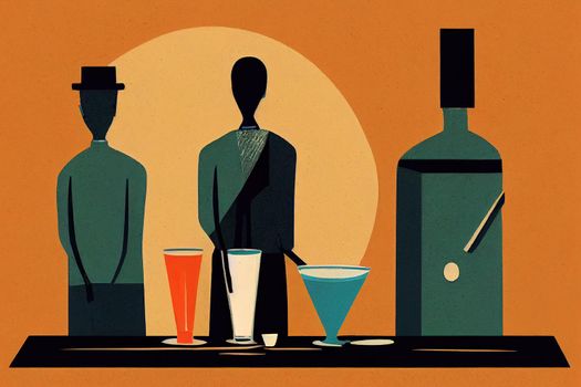 Bartenders. High quality 2d illustration