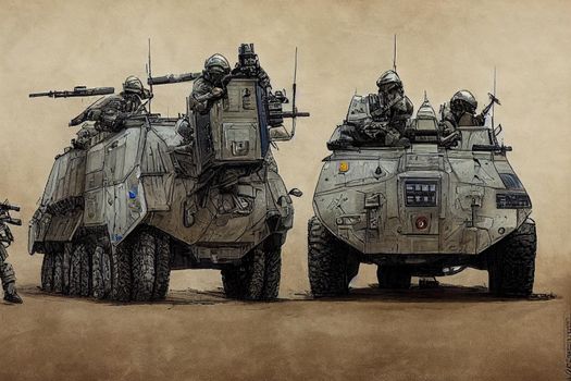 Armored Assault Vehicle. High quality 2d illustration