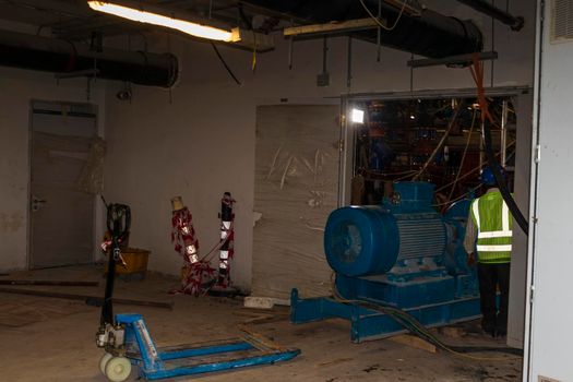 Generator repair room in the basement