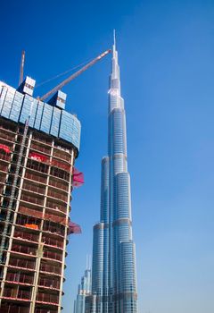 Dubai, UAE - 02.04.2021 Shot of a Burj Khalifa, tallest building in the world