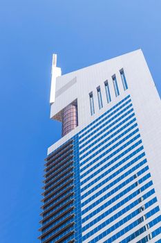Dubai, UAE - 02.04.2021 Shot of a very well known landmark in Dabai, Emirates towers