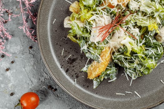 Great orange Walnut Chicken Salad top view.