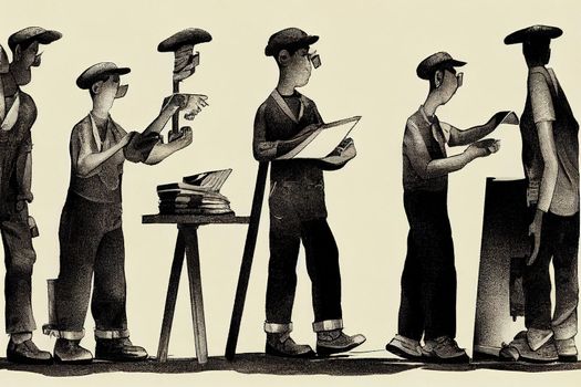 Bindery Worker. High quality 2d illustration