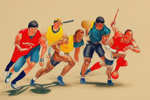 Athletes and Sports. High quality 2d illustration