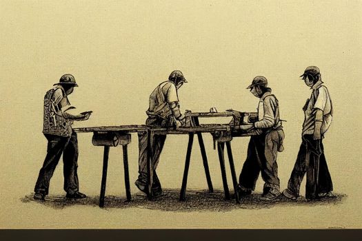 Bench Workers, Jewelry. High quality 2d illustration