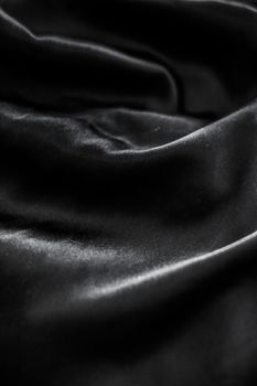 Fashion brand, elegant fabric and luxe beauty concept - Luxury black soft silk flatlay background texture, holiday glamour abstract backdrop