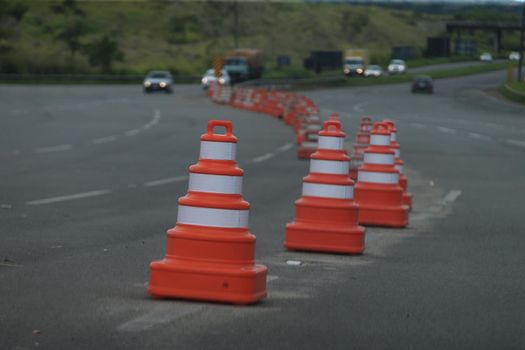 salvador, bahia, brazil - september 14, 2022: signaling cone on federal highway BR 324 in the city of Salvador.