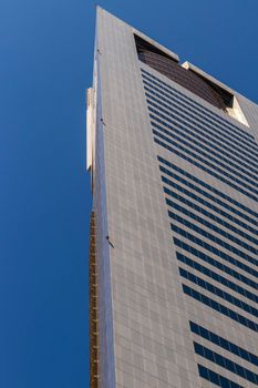 Dubai, UAE - 02.04.2021 Shot of a very well known landmark in Dabai, Emirates towers