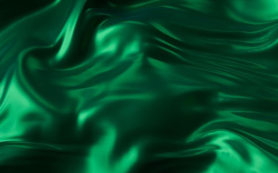 Flowing green cloth background, 3d rendering. Computer digital drawing.