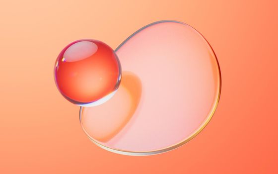 Soft ball and abstract geometric background, 3d rendering. Computer digital drawing.