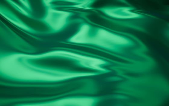 Flowing green cloth background, 3d rendering. Computer digital drawing.