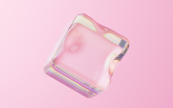 Soft cube with pink background, 3d rendering. Computer digital drawing.