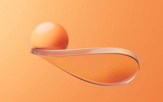 Soft ball and abstract geometric background, 3d rendering. Computer digital drawing.