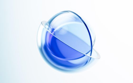 Transparent glass with gradient colors, 3d rendering. Computer digital drawing.