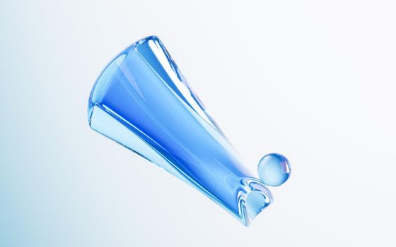 Transparent glass with gradient colors, 3d rendering. Computer digital drawing.