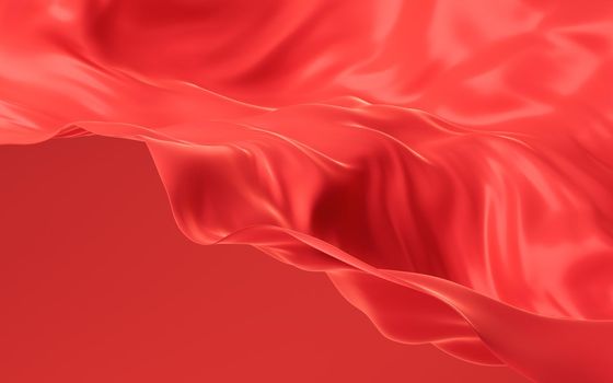 Flowing red cloth background, 3d rendering. Computer digital drawing.