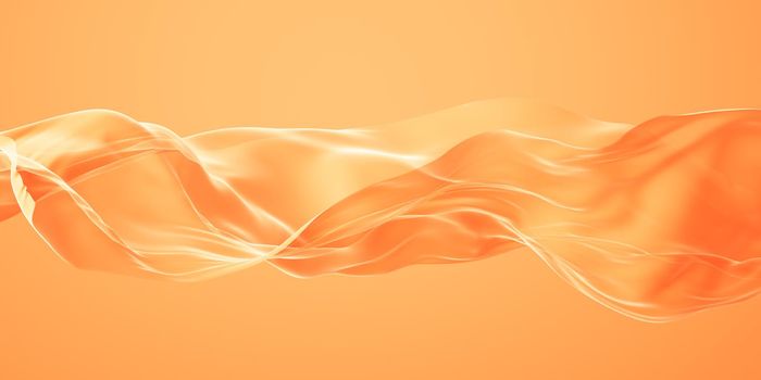 Flowing orange cloth background, 3d rendering. Computer digital drawing.