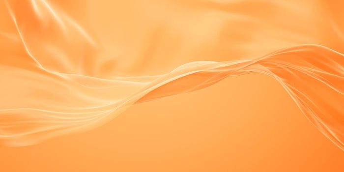Flowing orange cloth background, 3d rendering. Computer digital drawing.